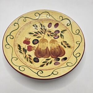 Hand Painted Italian Style Pasta Salad Bowl Yellow Tuscan Fruit & Olive Bowl